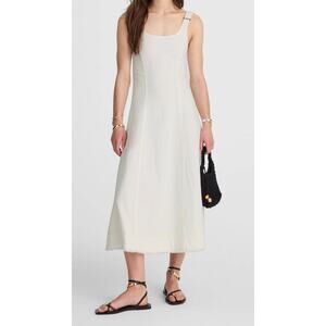 Madewell  Scoopneck Midi Dress in
Pure White Wash Sz M